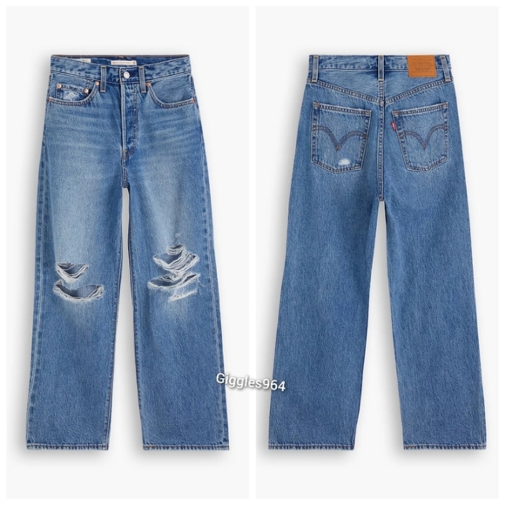 LEVI'S Ribcage Straight Leg Jeans Distressed